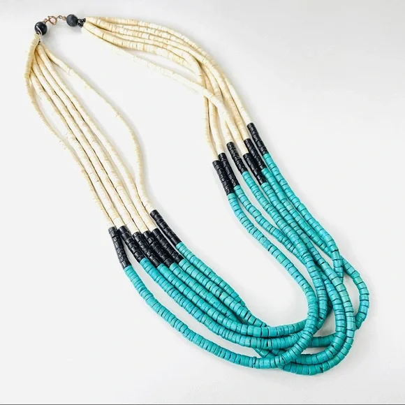 Vintage 1970s Muti Strand Multi-color Coconut Shell Beaded Necklace - Picture 8 of 13